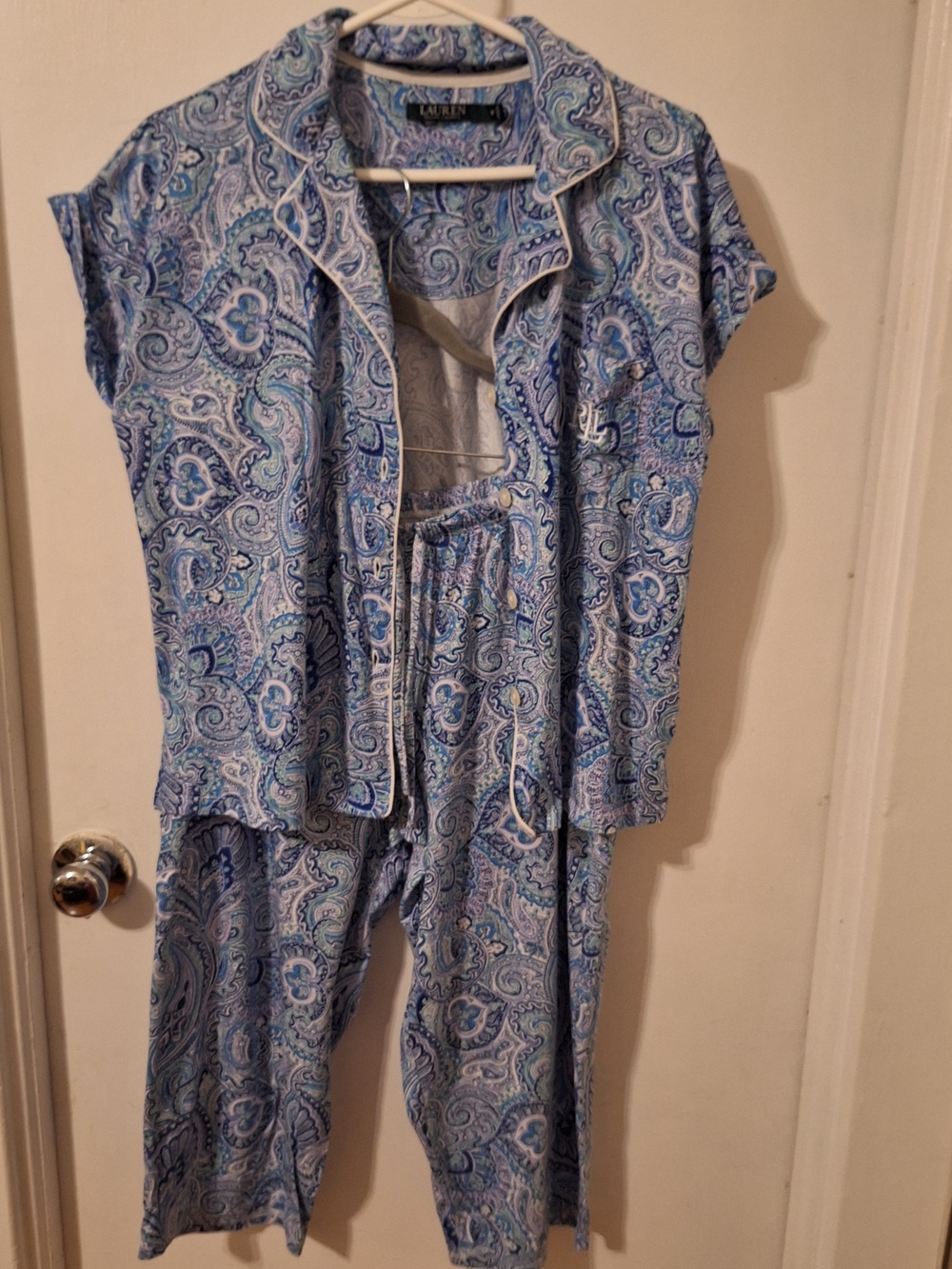 Lauren Ralph Lauren Blue Paisley Cotton Pajama Set